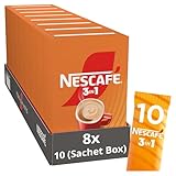 NESCAFÉ 3in1 Typ Caramel, Getränkepulver-Sticks mit löslichem Bohnenkaffee, Creamer & Zucker, Instant-Kaffee mit Karamell-Geschmack, 8er Pack (8 x 10 Sticks à 16g)