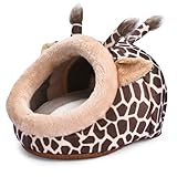 Pfotenolymp Kleintierhaus Bett Cave - 1 Weiche Kissen Schlafsack Nest - Ideal als meerschweinchen Bett, kaninchenhaus Bett, Ratten Bett, Fretchen Bett- Dunkelbraun