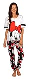 Disney Damen Schlafanzug, 2-teiliges Set, inkl. T-Shirt und Schlafhose, Schwarz/Weiß, S