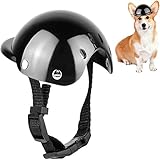 Lepidi Hundehelm für Hunde, Schwarz Plastik Haustier Einstellbare Helm, Welpen Katze Hut Helme mit Entlüftung, Coole Motorrad Hundehelm für Katzen, Kleine, Mittelgroße Hunde Radfahren Outdoor