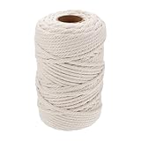 Tofficu 1 Rolle Baumwollseil Leinen Wäscheleine Perlen Springseil Schnur Schnürsenkel Makramee Faden gewachst Garn Kunst Makramee Baumwollstange Baumwollgarn Merinowolle Garn Geflochtenes Seil Kit