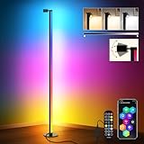 HANDSONIC RGBIC LED Stehlampe,140cm Abnehmbar Stehlampe Schwarz,Stehlampe Wohnzimmer Dimmbar,16 Millionen Farben Floor Lamp mit App,180° Breite Ausleuchtung Floor Lamp Gaming LED