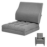 GOFORIT Sitzkissen mit Rückenkissen Set, Sitzerhöhung für Ältere, Zweilagiges Memory-Schaum Stuhlkissen, Ergonomisch Lendenwirbelkissen für Sessel, Sofa, Liegestuhl, Groß, rutschfest, Grau