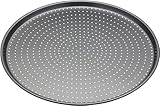 MasterClass Crusty Bake Antihaft-Pizzablech für den Pizzaofen mit PTFE-, PFOA- und BPA-freier Antihaftbeschichtung, robuster 1mm dicker Karbonstahl, 32cm, ummantelt, Grau