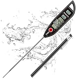 BOMATA Wasserdichtes IPX7 Thermometer, geeignet für Wasser, Flüssigkeiten,Kerzen und Kochen.Sofort ablesbares Lebensmittelthermometer mit langer Sonde,geeignet für Kochen,Fleisch,Grillen!T101 schwarz