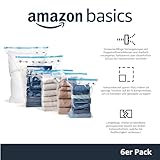 Amazon Basics Vakuumbeutel für Kleidung mit Luftdichtem Ventil und Handpumpe - Jumbo, 6er-Pack, Reißverschluss, Durchsichtig