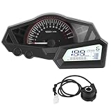 JIIYP Ganganzeige Motorrad 15000 U/min Tachometer Kilometerzähler Geschwindigkeitsanzeige Anzeige Für Niedrigen Ölstand Blinkend Für NI&nja 300