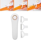 Elektrischer Obst-Gemüse-Schäler, Handbetriebener Manueller Apfelschäler, Kartoffelschäler Elektrisch, mit Drei Hochwertigen Edelstahl-Schälmessern, für Küche, Apfel, Karotte, Kartoffel, Gurke