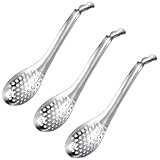 EXIN DEHCEN 3 Stück Kaviar Löffel Edelstahl, Kleine Schaumlöffel Edelstahl, Sieblöffel, Olivenlöffel, Servierlöffel mit Perlen, Geschlitzter Servierlöffel, für Home Kitchen Restaurant Buffet