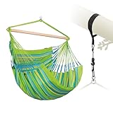 LA SIESTA® Domingo Hängesessel & Baum- & Pfosten-Befestigung - Wetterfest Hängesessel für Indoor Outdoor, Sitz Hängeschaukel für Garten Balkon, XL Hängesessel für 2 Personen - Kingsize, Lime
