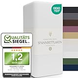 Strauss Home® Jersey Spannbettlaken Spannbetttuch Bettlaken 100% Baumwolle Topper (10cm Höhe) 180x200-200x200 cm (Weiß)