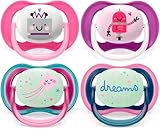 Philips Avent Ultra Air Tag & Nacht Schnuller 6-18 Monate mit Sterilisiertragetasche 4er Pack