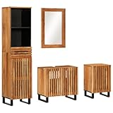 BOWEKAM Home & Garden - 4-teiliges Badmöbel-Set Massivholz Akazie Möbel Wahl