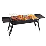 HOMIZEN Tragbarer Faltbarer Grillregalen BBQ Grill Holzkohlegrill Camping Picknickgrill Klappgrill Mini Grill mobil kompakt für Outdoor Camping Terrasse, Schwarz