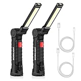 LED Arbeitsscheinwerfer Fackel Werkstattlampe, Wiederaufladbare Taschenlampe Inspektionsleuchten mit Magnet und Haken für Auto Reparatur, Werkstatt, Camping (2 Stück, Kleine) [Energieklasse A+]