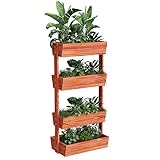 unho Vertikalbeet mit 4 Kästen, Hochbeet aus Tannenholz mit 4 Etagen, Blumenkasten Gemüsebeet Kräuterbeet Pflanzkübel Frühbeet, verstellbar, für Terrasse Balkon & Garten