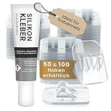 VAYPET® 50 Klebehaken transparent & Silikonkleber [30ml] zur Befestigung vom Katzennetz für Balkon ohne Bohren I Katzennetz ohne Bohren schnell befestigt Dank Stabiler Klebehaken Outdoor wetterfest