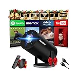 Beamer 4K Projektor Full HD 1080P【2026 Modell】 Mini Beamer mit WiFi 6 und Bluetooth 5.2, Android Tragbarer Projector 270° Dreh mit Auto Keystone für PC/HDMI/USB，mit Maus und Fernbedienung, Schwarz
