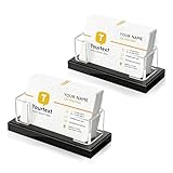 EclipseGuard 2 Stück Acryl Visitenkartenhalter, Klarer Visitenkarten Aufbewahrung,Visitenkartenständer Aufsteller Fasst 60-80, Visitenkartenhalter für Schreibtisch im Büro Zuhause Oder Ausstellungen