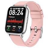 Smartwatch Damen Herren, 2022 Fitnessuhr 1.69' Smart Watch Fitness Tracker Uhr mit Pulsmesser/SpO2/Schlafmonitor/Schrittzähler/Stoppuhr/Kalorien, IP68 Sportuhr Armbanduhr 24 Sportmodi für Android iOS