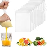 10 Stück Nussmilchbeutel 15 × 20 cm, Passiertuch Wiederverwendbar, Nussmilchbeutel Bio Waschbar mit Kordelzug, Nylon Filterbeutel für Nussmilch, Käse, Fruchtsaft, Kaffee, Gemüsesaft (Weiß 1)