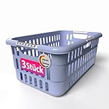 BigDean 3 Stück Wäschekorb 40L mit Softgriffen – Wäschewanne Made in Germany