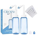 CROING - 40x Salzbeutel + 2x Nasendusche Flasche (300ml) - Neti pot, Nasendusche Nasenspülung Nasenreinigung Nase Spülen