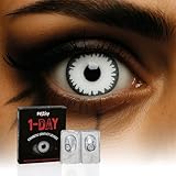 Festicy Kontaktlinsen I farbige Kontaktlinsen ohne Stärke I farbige Kontaktlinsen geeignet als Halloween Kontaktlinsen, Vampir Kontaktlinsen & Kontaktlinsen Hexe, Zombie Kontaktlinsen (Weiß)