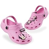Disney Clogs mit abnehmbaren Anhängern, Kinder Sandalen Strandschuhe Mädchen - Stitch Sachen für Mädchen (Rosa Minnie, 32 EU)