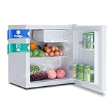 SMETA Mini-kühlschränke 48L, Klein Kühlschrank mit Gefrierfach, 230V Leise Tischkühlschrank für Büro, Camping, Schlafzimmer & Hotel mit Umkehrbarer 6-Stufen Thermostat, 39dB, 0-10℃