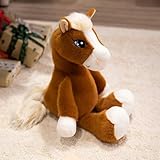 champracer Realistisches Plüschtier Pony Kuscheltier Pferd Geschenk für Kinder Jungen Mädchen (33cm,Dunkelbraun)