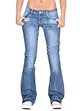 Generisch JIER Damen Schlaghosen Jeanshose lang Stretch Skinny Schlagjeans Schlag Weite Jeanshosen Weites Bein Denim Hose Hüftjeans Hüfthose Hosen (Hellblau,S,S)