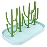 Vicloon Trockenständer Babyflaschen, Trockenständer für Babyflaschen mit Abtropfschale, BPA frei Babyflaschen Zubehör zum Trocknen von Babyflaschensaugern,Bechern und Zubehör(Grün)