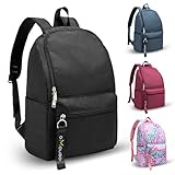 OMOUBOI Kleiner lässiger Tagesrucksack 14 Zoll Laptop-Rucksack für Teenager, Männer, Frauen, leichte Schultaschen, College, Büchertasche, wasserabweisend, Reiserucksack, Arbeitstasche(Schwarz