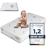 Kindermatratze 60x120cm mit Kissen und Dicke 14 cm | OEKO-TEX® und CertiPUR™ | Matratze 60x120 Baby für Kinderbett oder Neugeborene | Waschbarer Bezug aus Aloe Vera | Reisebett matratze 60x120