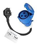 RamTouch CEE Adapter UK Typ G auf CEE-Kupplung 16A (Blau, 3-polig) | Starkstrom Adapterkabel (50 cm, IP44, 3,7 kW, 3G2,5 mm²) | Zubehör für 3,7 kW Mobile Wallbox, EV-Ladegerät und Ladestation