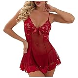 Weihnachtsangebote Dessous Damen Sexy Unterwäsche Sexy Strapsen Dessous-Sets Sexy Dessous Damen für Sex Spitze Nachthemd mit Höschen Weihnachten Valentinstag Partykleid Dessous Damen Sexy Reizwäsche