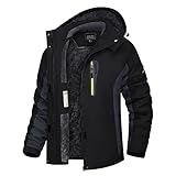 TACVASEN Damen Wasserdicht Fleece-Futter Winterjacke Arbeitsjacke Rahrradjacke Innenfutter Funktionsjacke Regen Coat Windbreaker (M, Schwarz-Grau)