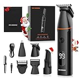 Intimrasierer Mann, Körperrasierer Herren, 4 in 1 Barttrimmer Männer mit Nasenhaartrimmer, wiederaufladbarer Elektrorasierer für Körper, Intimbereich, Bart, Rücken, Hoden und Scham (Schwarz)