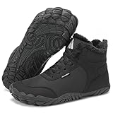Mishansha Damen Herren Barfußschuhe Winter Warm Gefüttert Winterschuhe Outdoor Rutschfest Barfuss Winterstiefel Bequem Leicht Winterboots mit Zero-Drop Solhe und Breite Zehenbox, Tintenschwarz 41EU