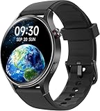Smartwatch Herren Rund mit Telefonfunktion- 1.32' AMOLED Display, Fitnessuhr mit 110+ Sportmodi &3ATM, Uhren Damen Herren für iOS/Android Schrittzähler mit Pulsmesser/ SpO2/ Schlafmonitor- Schawrz