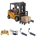 Mostop Ferngesteuerter Gabelstapler Spielzeug, 1/24 Rc Gabelstapler Spielzeug, mit Boxen/Ton- und Lichtspray, Zwei wiederaufladbare Batterien & Ladegerät, Technik Auto Spielzeug Junge Geschenk