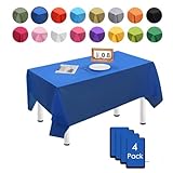 MORAINJAY 4 Stück 137cmx274cm Rechteckig Einweg Tischdecke, Dunkelblau Wasserdicht Fleckschutz Tischdecken für Geburtstagsfeier,Hochzeit, Weihnachten, Kindergeburtstag, Esszimmer, Garten,Party
