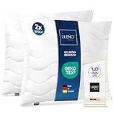 LILENO HOME Kopfkissen 80x80 cm [2er Set] MEDIUM mit 850g Kissen-Füllung - Bett oder Deko Kissen mit Reißverschluss zum Anpassen - Waschbar bis 95° - Sofa-Kissen & Zierkissen für Couch Bett
