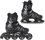 RAVEN Expert 2in1 Schlittschuhe Hockey Inline Skates Inliner für Kinder und Erwachsene verstellbar (Black, 37-40 (23,5-26cm))