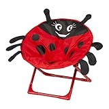 Zuasdvnk Kinder-Strandkorb – Marienkäfer, faltbarer Kinder-Untertasse, Campingstuhl, faltbarer Sitz mit Rückenlehne, tragbare Möbel für Camping, Ausflüge, Strand, draußen, Rasen