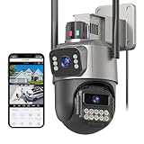 GUOANVISION Kamera Überwachung Aussen,6MP Dual Objektiv Überwachungskamera Aussen,IP66 AußenSicherheitskamera Outdoor mit Automatische Nachverfolgung, Nachtsicht, 24/7 Aussenkamera, 2 Audio, SD/Cloud