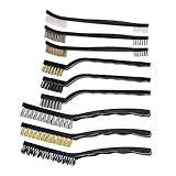 Happyaer 9-teiliges Drahtbürsten-Set, Metall-Rostentfernerbürsten, handliches Stahl/Nylon/Messing-Bürsten-Set zur Reinigung von Schweißschlacke und Rost