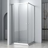 Hopibath Duschkabine Eckeinstieg 75x75x185cm, Duschkabine Eckeinstieg mit Schiebetüren Duschkabine Duschabtrennung-glas 6mm ESG Sicherheitsglas, LINKS & RECHTS MONTIERBAR