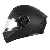 Motorradhelm Integralhelm Rollerhelm Fullface Helm - YEMA YM-831 Sturzhelm ECE für Damen Herren Erwachsene-Schwarz Matt-M